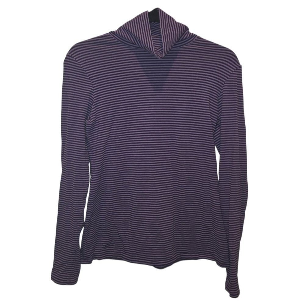 J. Jill Purple Striped Jersey Turtleneck Top Size Small